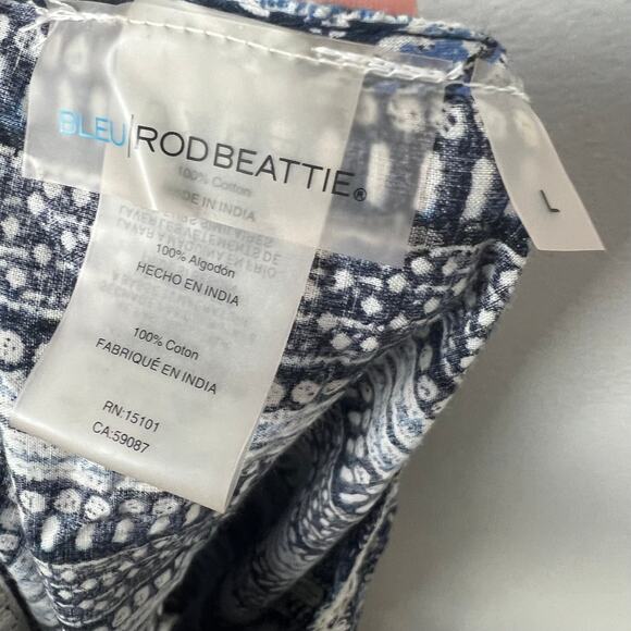 Bleu Rod Beattie Take a Dip Cover-Up Dress Blue Stripe Embroidered Trim Sz L - Picture 8 of 8